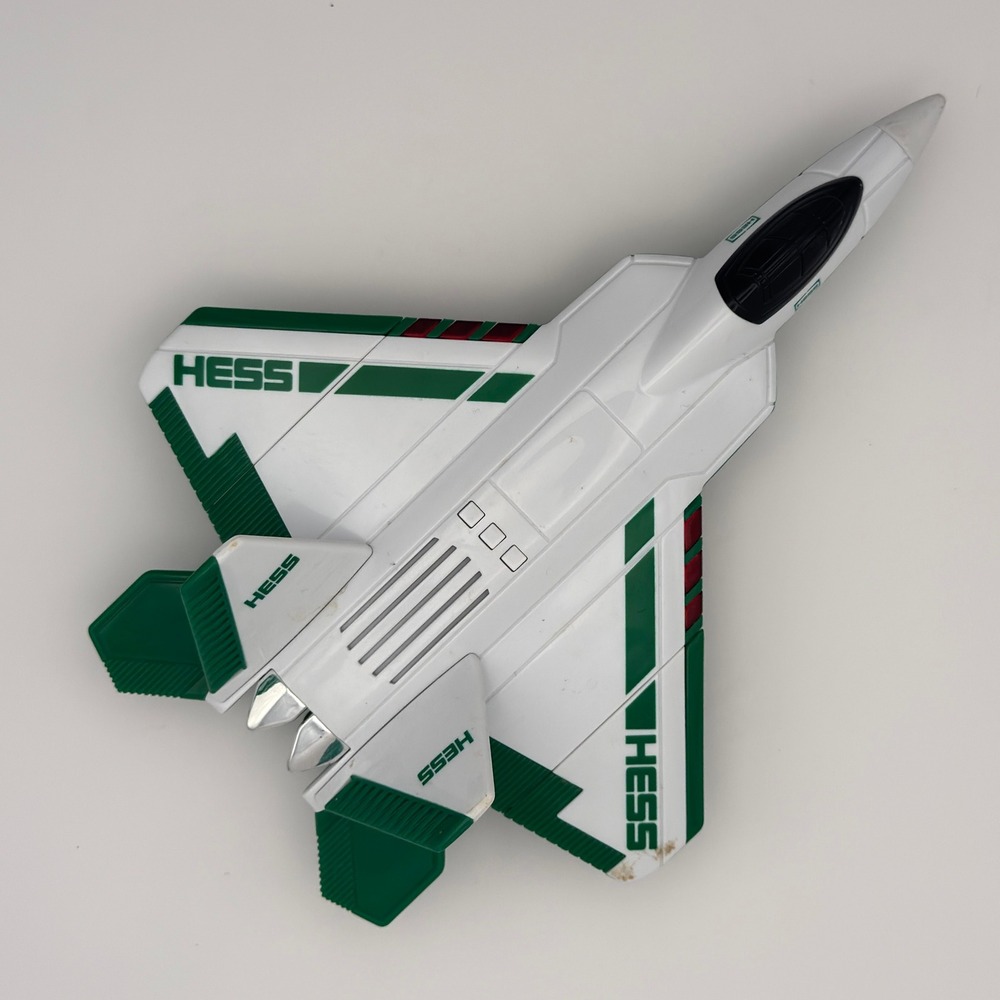 Hess 2010 Jet Fighter Toy Airplane White Green Lights Collectible Aircraft